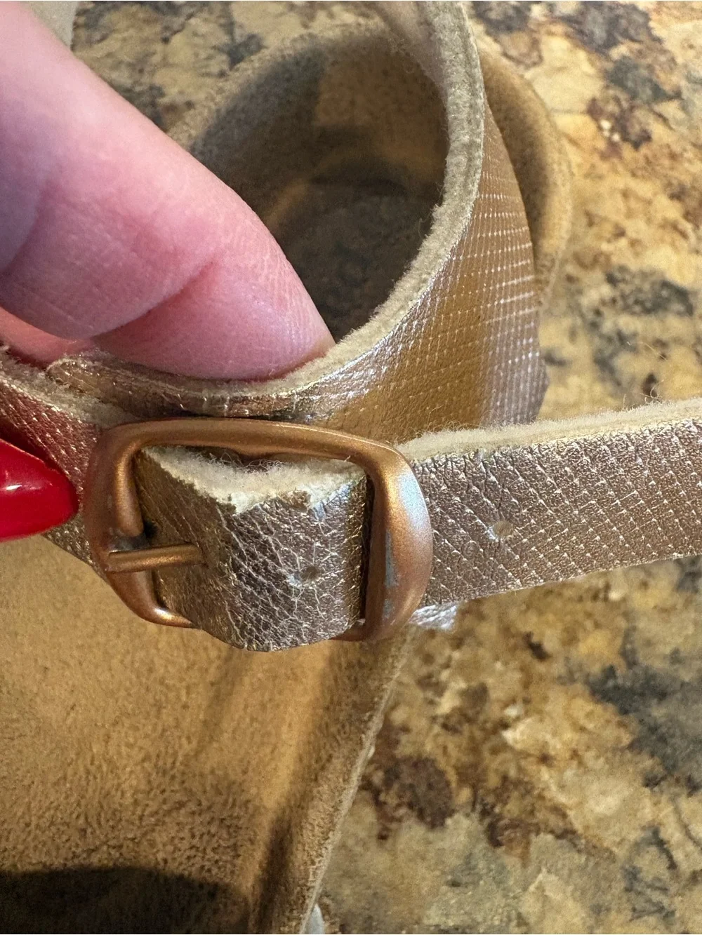 Papaya Girls Rose Gold Glitter Buckle Sandals
